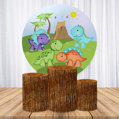 Lofaris Cartoon Cute Dinosaur Themed Party Round Backdrop Kit