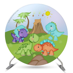 Lofaris Cartoon Cute Dinosaur Themed Party Round Backdrop Kit