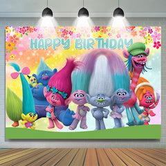 Lofaris Cartoon Magic Hair Elfs Floral Birthday Backdrop