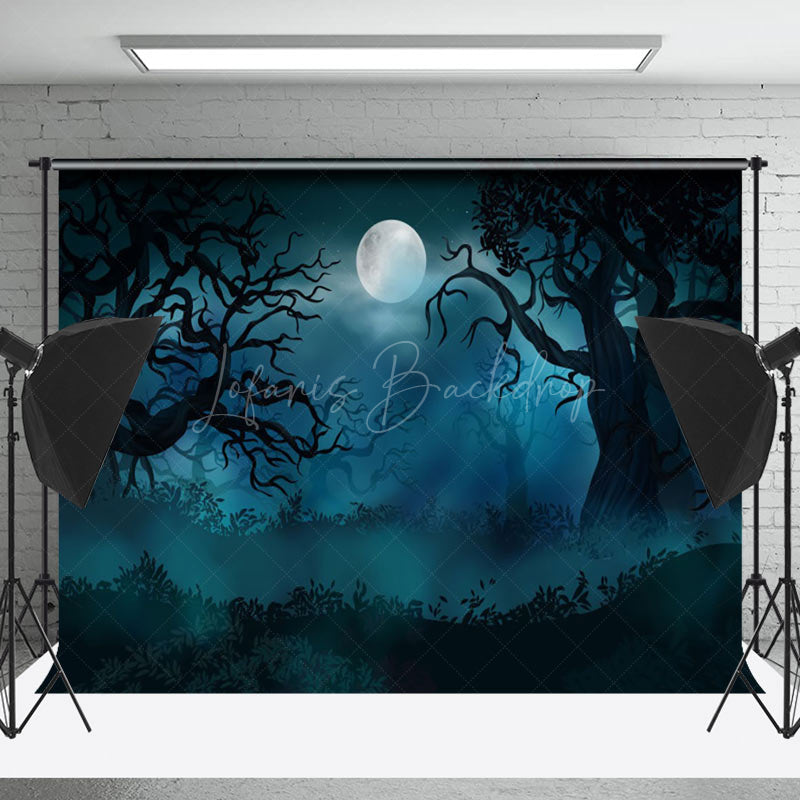 Lofaris Cartoon Night Tree Branches Moon Halloween Backdrop