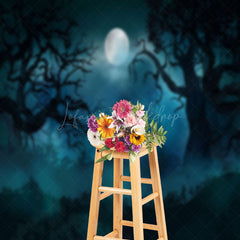 Lofaris Cartoon Night Tree Branches Moon Halloween Backdrop