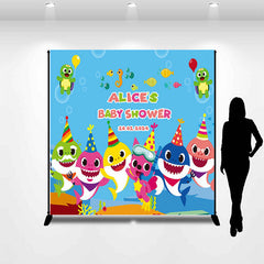 Lofaris Cartoon Ocean Shark Personalized Birthday Backdrop