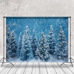 Lofaris Cartoon Pine Forest Snowy Christmas Photo Backdrop