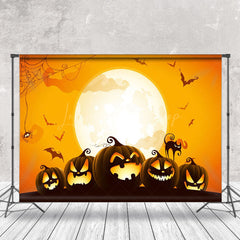 Lofaris Cartoon Pumpkin Spider Moon Golden Halloween Backdrop