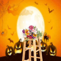 Lofaris Cartoon Pumpkin Spider Moon Golden Halloween Backdrop