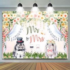 Lofaris Cartoon Rabbit Floral Green Grass Wedding Backdrop