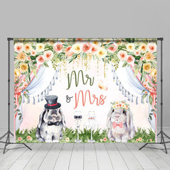 Lofaris Cartoon Rabbit Floral Green Grass Wedding Backdrop