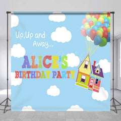 Lofaris Cartoon Sky Clouds Balloon Custom Birthday Backdrop