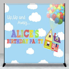 Lofaris Cartoon Sky Clouds Balloon Custom Birthday Backdrop