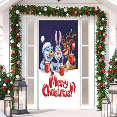 Lofaris Cartoon Snowman Rabbit Elk Door Cover For Christmas