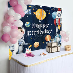 Lofaris Cartoon Space Cosmonaut Rocket Birthday Backdrop