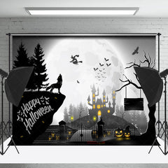 Lofaris Cartoon Spooky Castle Wolf Witch Halloween Backdrop