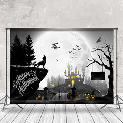 Lofaris Cartoon Spooky Castle Wolf Witch Halloween Backdrop