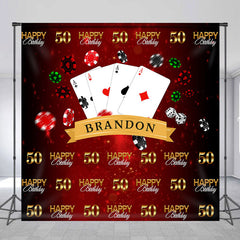 Lofaris Casino Poker Red Repeat Custom 50th Birthday Backdrop