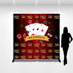 Lofaris Casino Poker Red Repeat Custom 50th Birthday Backdrop