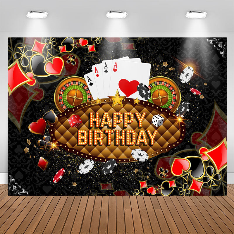 Casino Poker Turnplate Sparkling Backdrop For Birthday - Lofaris