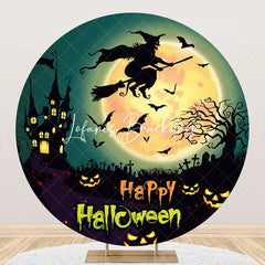 Lofaris Castle Bat Witch Moon Night Happy Halloween Backdrop