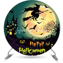 Lofaris Castle Bat Witch Moon Night Happy Halloween Backdrop