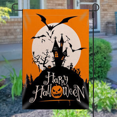 Lofaris Castle Mountain Bats Halloween Waterproof Garden Flag