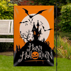 Lofaris Castle Mountain Bats Halloween Waterproof Garden Flag