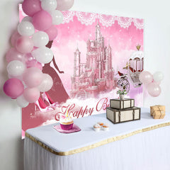 Lofaris Castle Pink Cloud Princess Birthday Backdrop