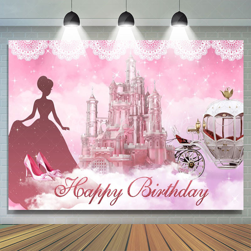 Lofaris Castle Pink Cloud Princess Birthday Backdrop