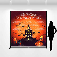 Lofaris Castle Pumpkins Custom Name Halloween Party Backdrop