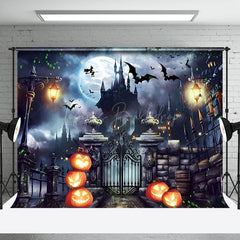 Lofaris Castle Sparkling Pumpkin Witch Halloween Night Backdrop