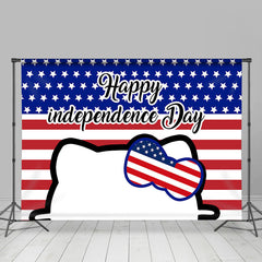 Lofaris Cat Head Usa Flag Happy Independence Day Backdrop