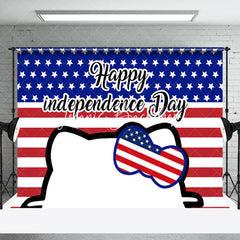 Lofaris Cat Head Usa Flag Happy Independence Day Backdrop