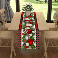 Lofaris Cedar Cherry Wood Green Plaid Christmas Table Runner