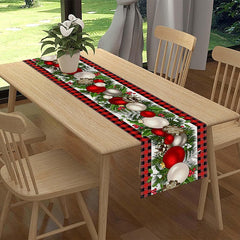 Lofaris Cedar Cherry Wood Green Plaid Christmas Table Runner