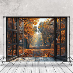 Lofaris Cedar Forest Open Window Autumn Photography Backdrop