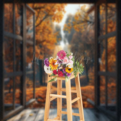 Lofaris Cedar Forest Open Window Autumn Photography Backdrop