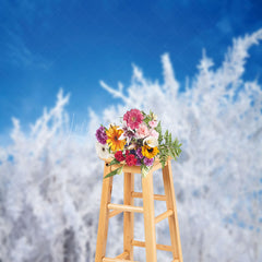 Lofaris Cedar Snowflake Blue Sky Wonderland Winter Backdrop