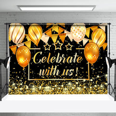 Lofaris Celebrate Golden Glitter Balloon graduation Backdrop