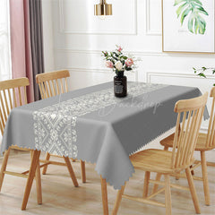 Lofaris Cement Gray Traditional Pattern Dining Tablecloth