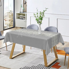 Lofaris Cement Gray Traditional Pattern Dining Tablecloth