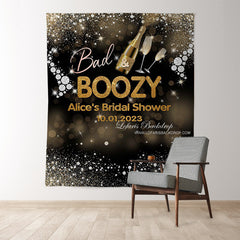 Lofaris Champagne Bad Boozy Gold Glitter Backdrop for Party