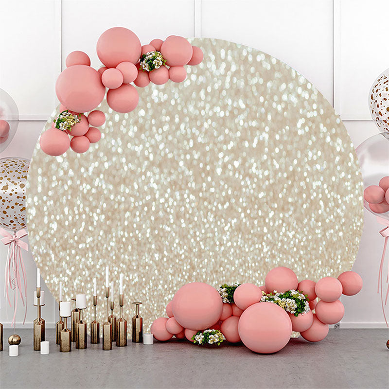 Lofaris Champagne Glitter Bokeh Round Birthday Party Backdrop