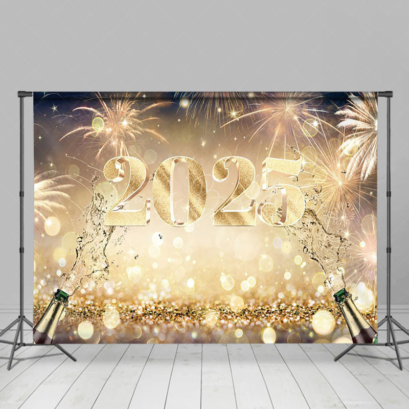 Lofaris Champagne Gold Blurred Vibe Happy New Year Holiday Backdrop