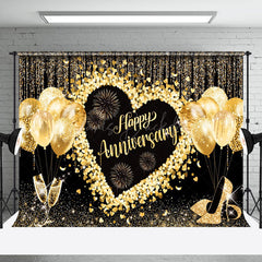 Lofaris Champagne High Heels Balloon Anniversary Heart Backdrop