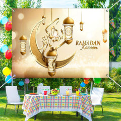 Lofaris Champagne Moon Pendant Lantern Bokeh Ramadan Backdrop