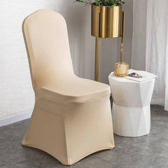 Lofaris Champagne Stretch Spandex Banquet Chair Slipcovers