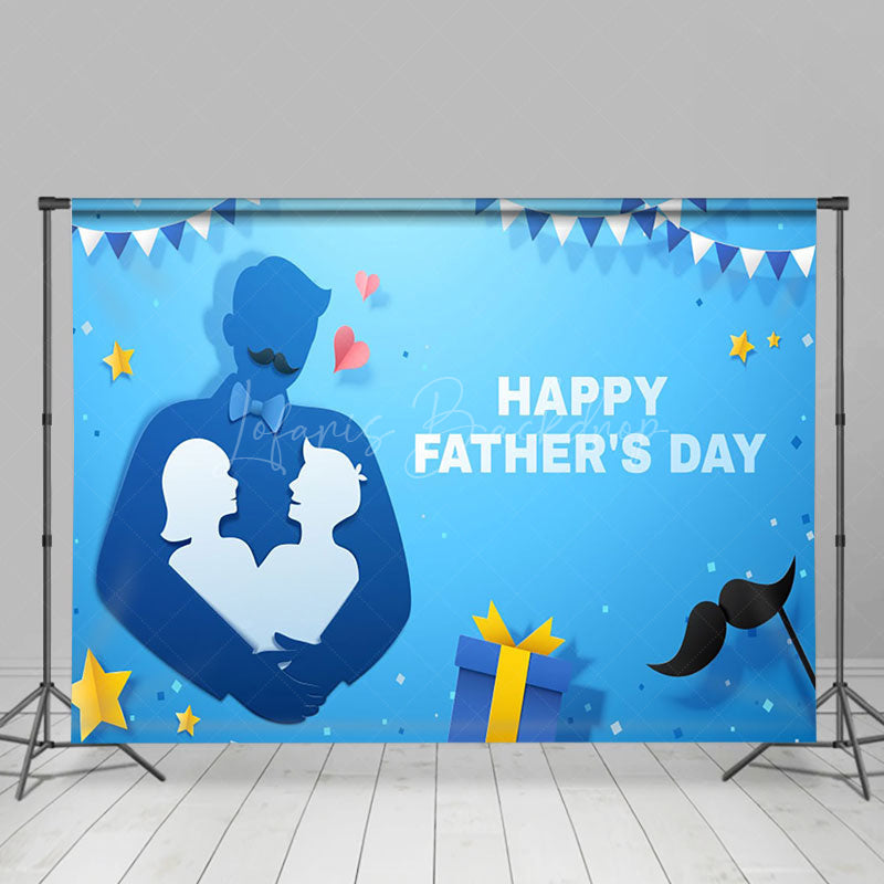 Lofaris Character Paper Cutting Blue Fathers Day Backdrop