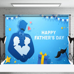 Lofaris Character Paper Cutting Blue Fathers Day Backdrop