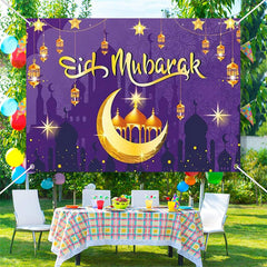 Lofaris Charming Purple Blessed Month Eid Mubarak Backdrop