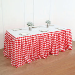 Lofaris Checkered Polyester Table Skirt for Kitchen Decor