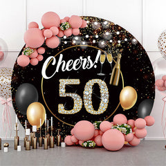 Lofaris Cheers Black Golden Circle 50th Birthday Backdrop