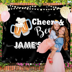 Lofaris Cheers Diamond Bokeh Black Custom Birthday Backdrop